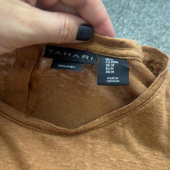 Linen Tahari Cami for under blazer tan button up in back Sz Medium - Picture 2 of 5